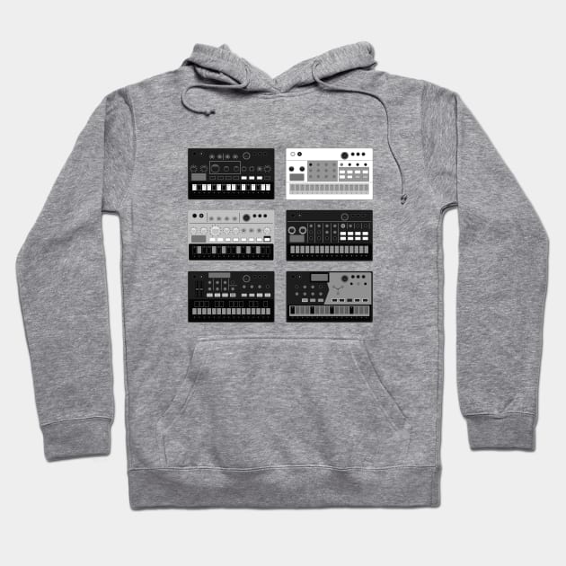 Electronic Musician Volca Synth, Drum Machine, Sampler Hoodie by Atomic Malibu